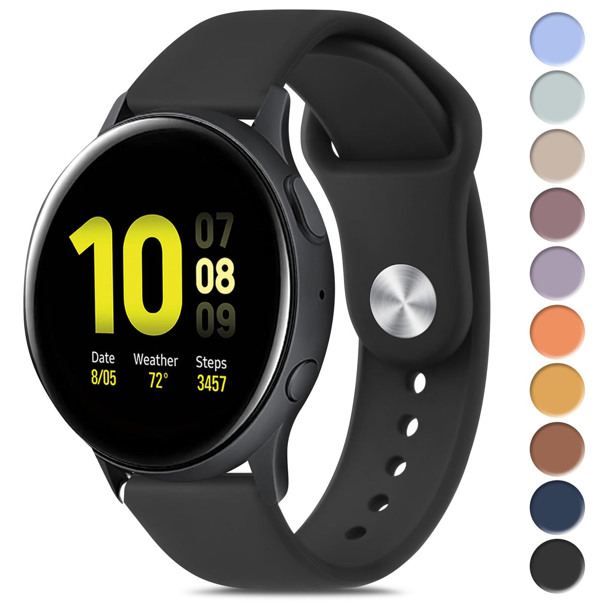 Meliya Bands Compatible with Samsung Galaxy Watch Active 2 Band 40mm 44mm Galaxy Watch Active Bands 20mm Soft Silicone Sport Replacement Strap for Galaxy Watch Active 2 Band Women Men (Black)